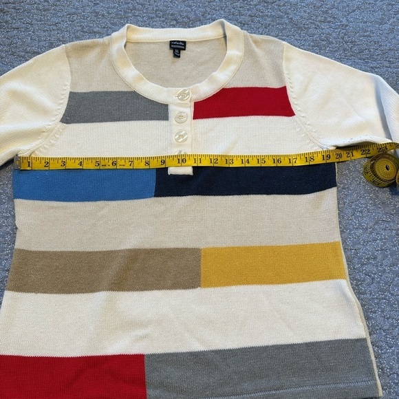 Rafella Sweater Colorblock Striped Casual Classic Chic 3/4 Sleeve Nautical Sz XL - Picture 7 of 11